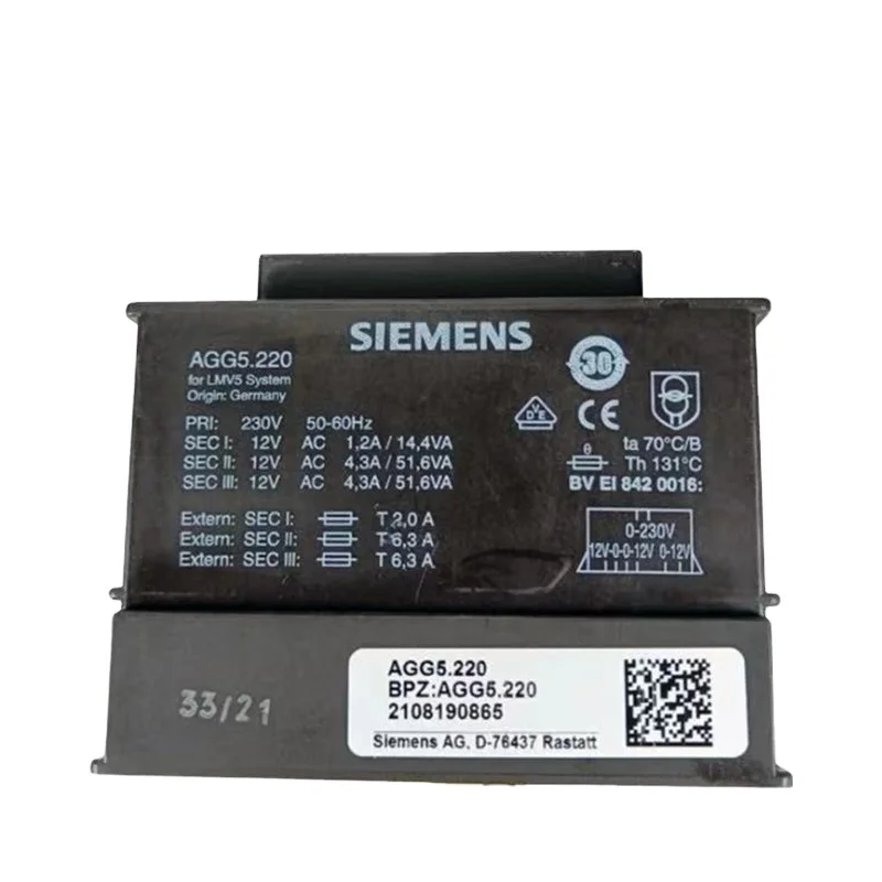 Siemens New And OR AGG5.220 Mains Transformer 230V Extension Connector For LMV5 System Controller