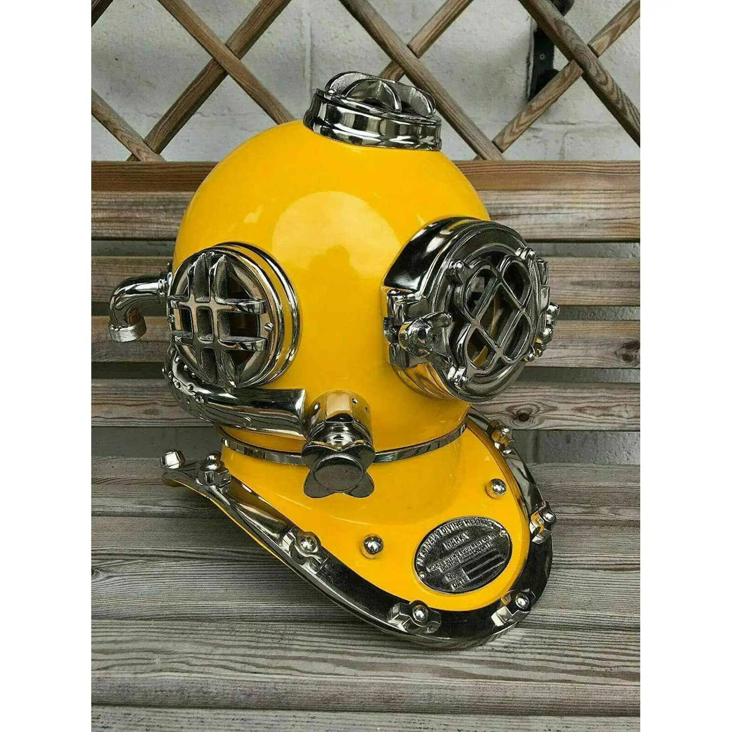Diving Helmet Vintage Marine Boston Yellow Brass Scuba Divers US Navy Mark IV