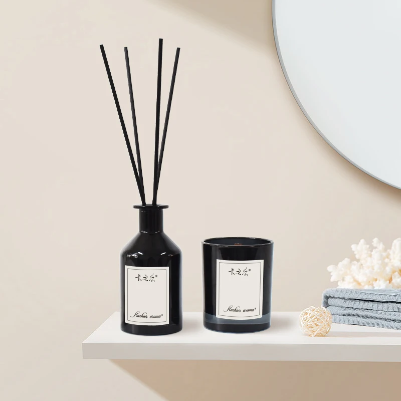 High end black diffusers reed Candle decorative glass bottles reed diffuser sets