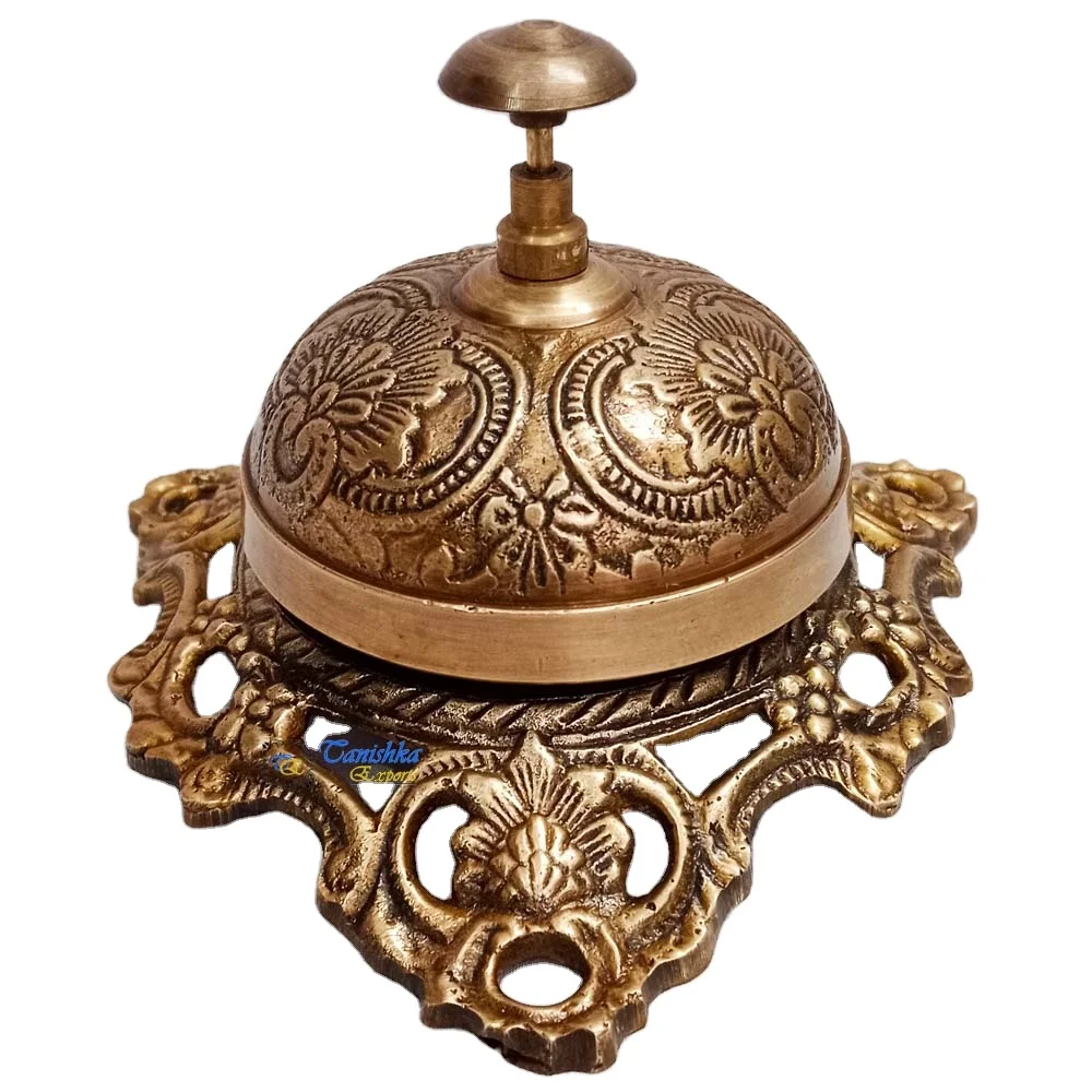 Настольный Латунный Колокольчик декоративный для офиса гостиницы сборный однотонный с цветочным узором дизайнерский