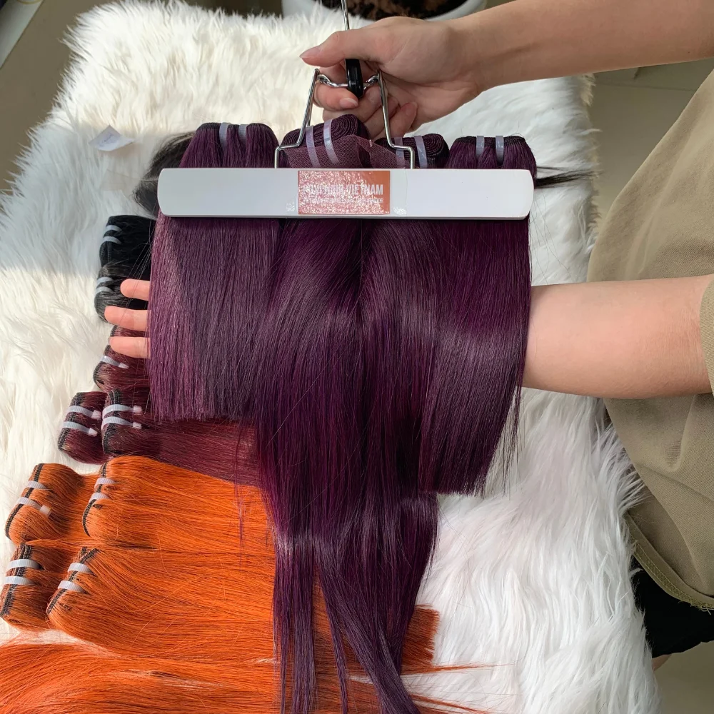 Vietnamese Bone Straight Hair SDD Color Purple Orange Black Silky Raw Remy Human Hair Wholesale Cheap Price Factory 12A Grade