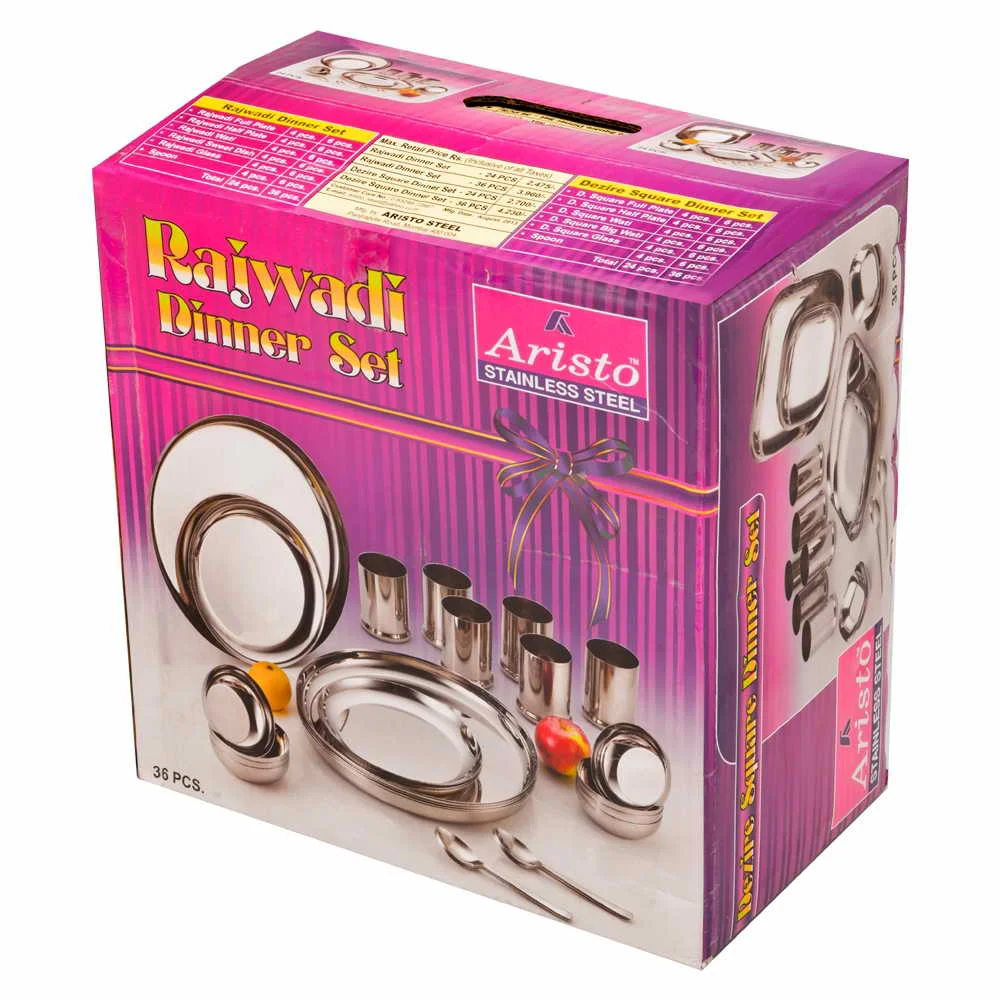 Best Price 36-Piece Minimalist Metal Dinner Set Sustainable Frost Technique with Plant Pattern Eco-Friendly Dinnerware