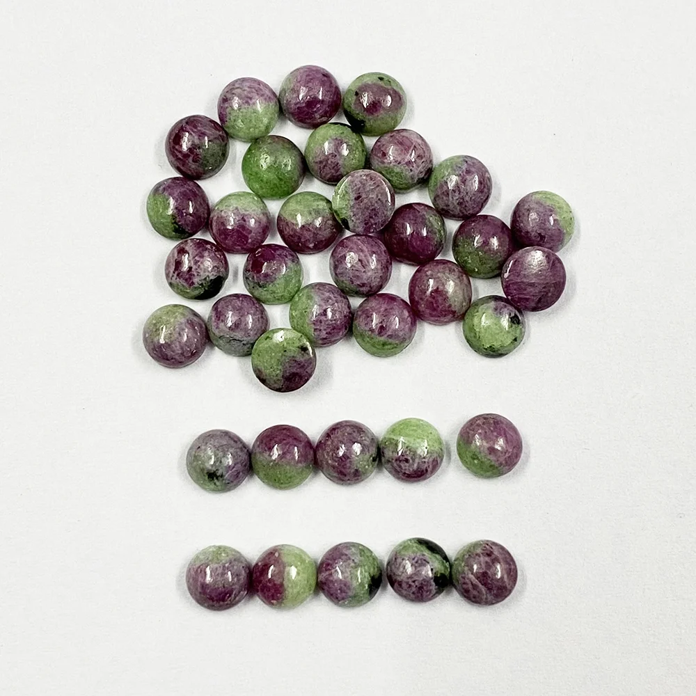 Top Quality 8mm Natural Ruby Zoisite Round Flat Cabochon Loose Gemstone For Ring Jewelry Making Certified Gemstones Manufacturer
