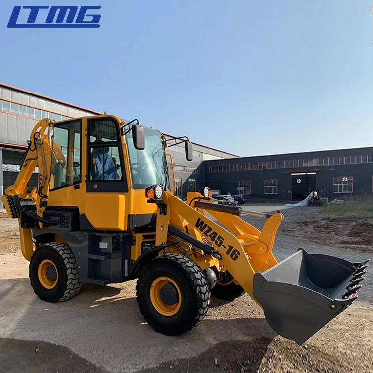 LTMG small articulated back hoe loader 1.6 ton 2.5 ton mini backhoe loader excavator with luxury ROPS cabin