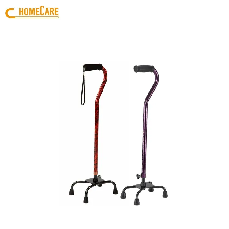 4 Legs Adjustable Walking Cane with Eva Foam Handle Free Standing Aluminium Walking Stick