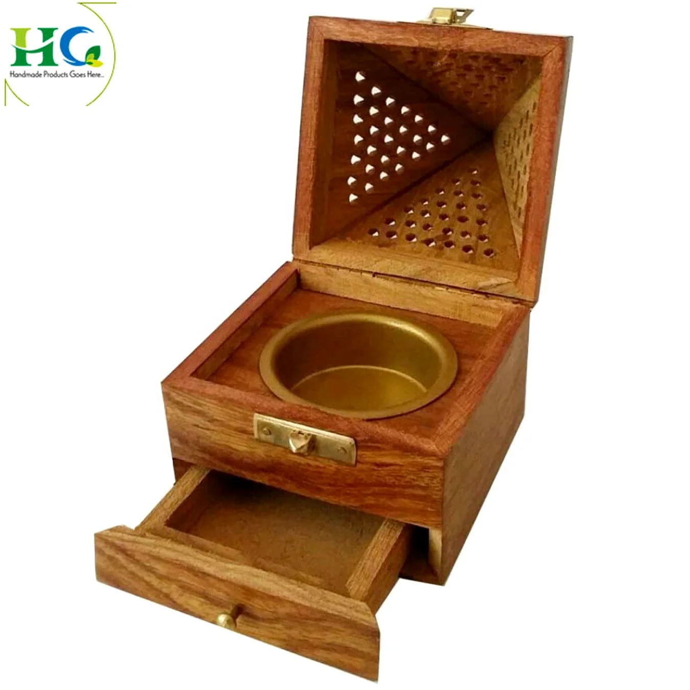 Roll over image to zoom in Wooden Incense Burner Box Triangle  Incense Burner Pyramid Shape wood bahoor burner