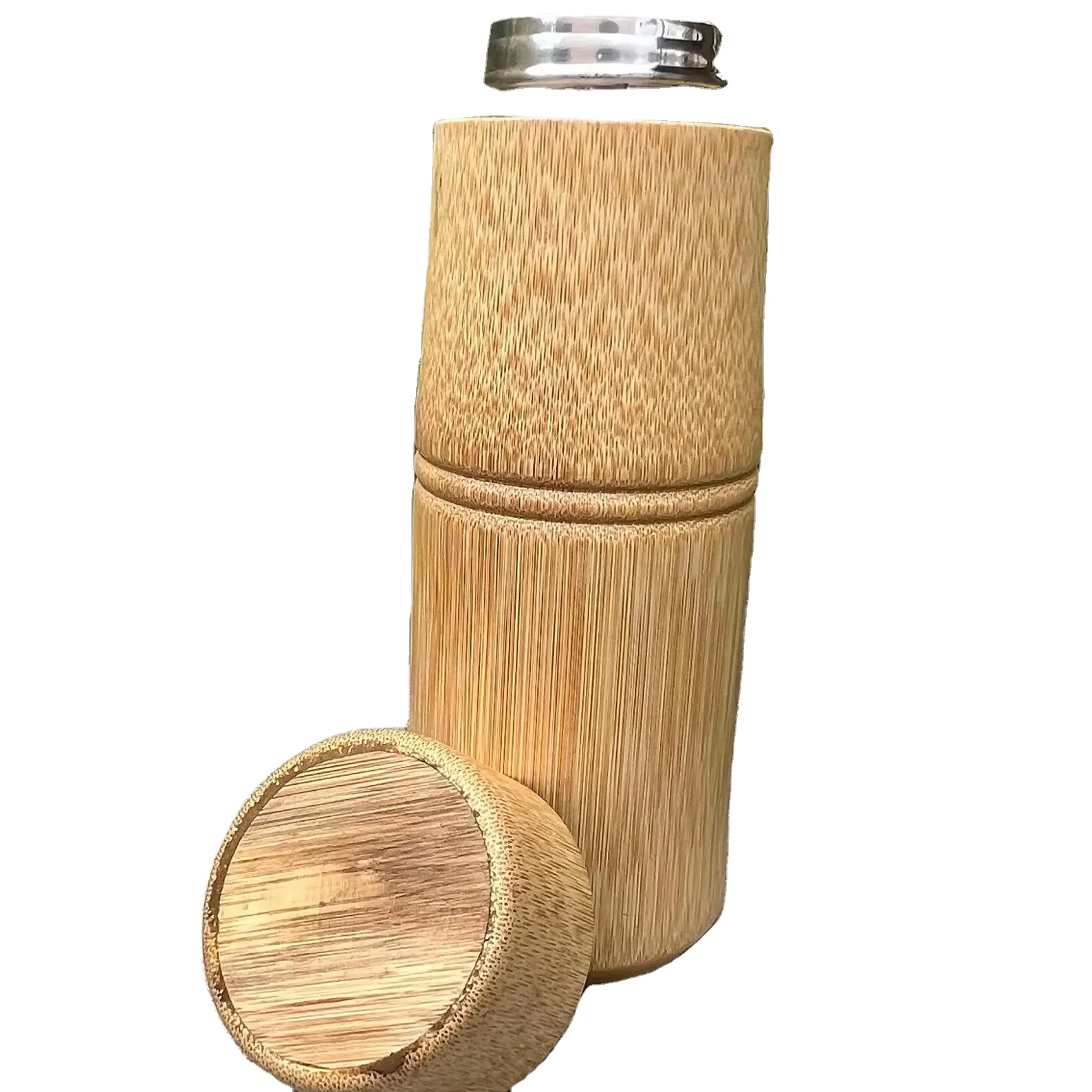 Handmade Organic Bamboo And Steel Thermos And Infuser 500 ml Capacity Drinking Hot water Coffee tea Water Bottle