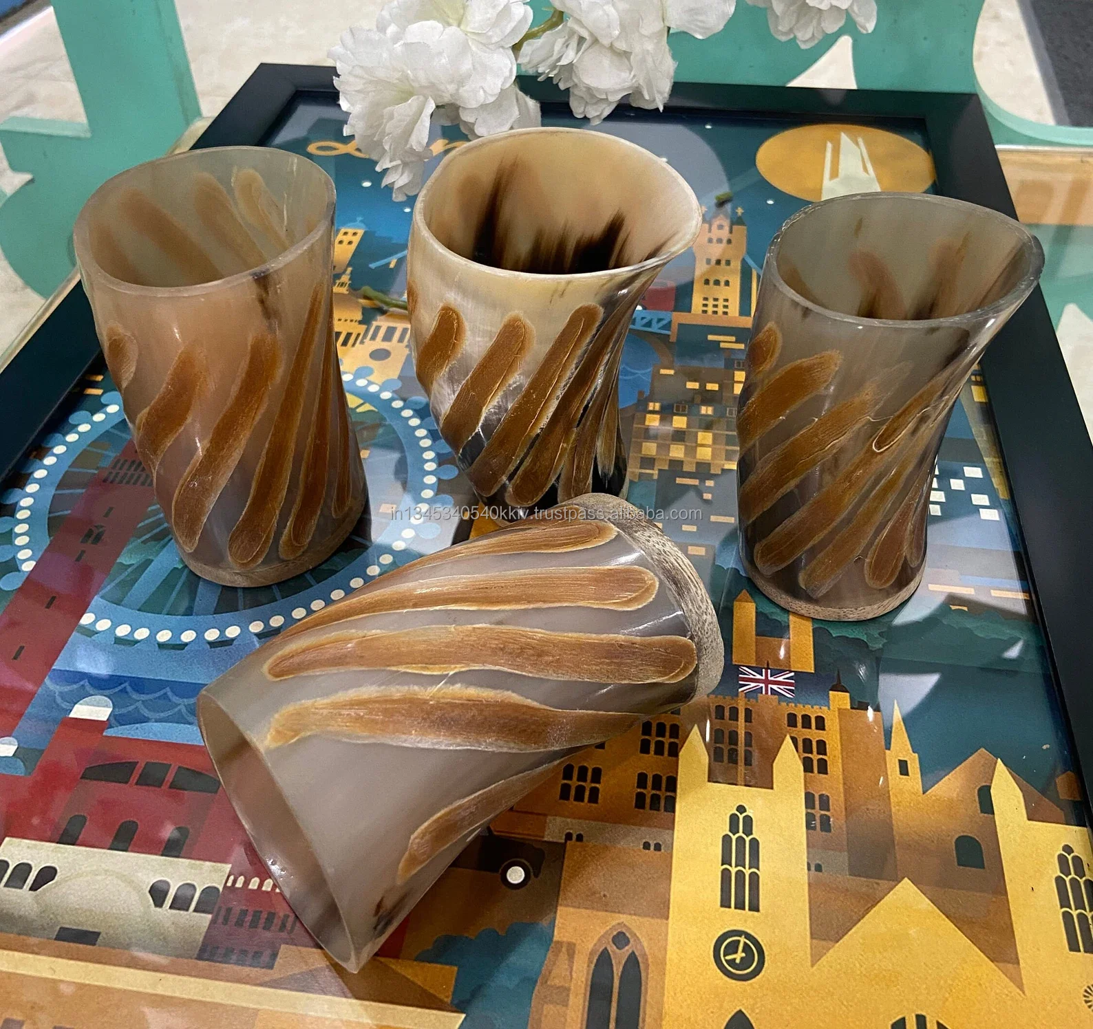 Shot Horn Glass for Genuine Viking Drinking Horn Shot Glass Vintage Design Horn Cups at Wholesale Price Natural Drink Ware Glass