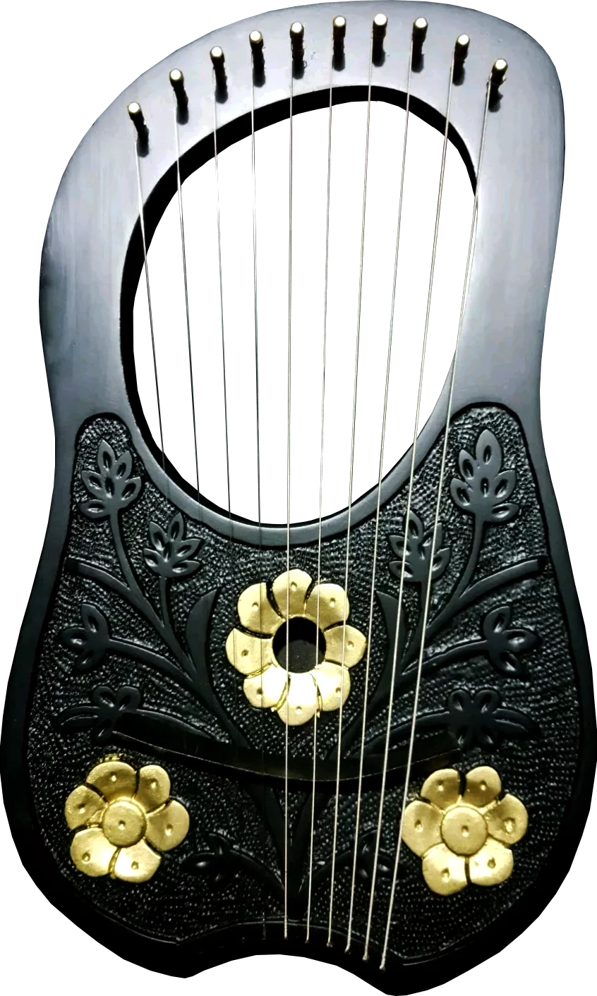 Musical Instrument 10 Strings Lever Solid Wood Irish Rose Harp