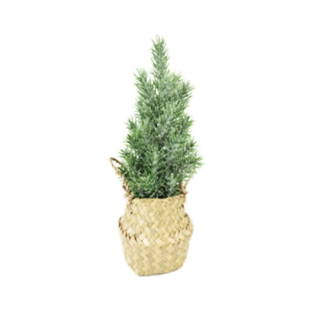  Горячая Распродажа сделанная на заказ настольная зеленая искусственная Мини Рождественская сосна для дома тяжелый снег украшение в виде корзины из морских водорослей