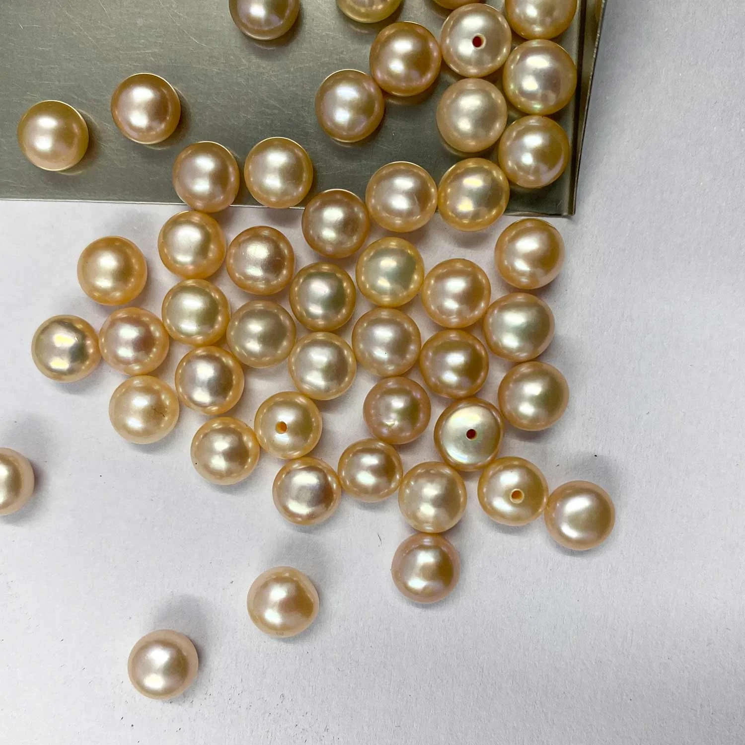 7mm Natural Yellow Color Freshwater Pearl Stone Flatback Round Shape Gemstone For Jewelry Making Factory Price From Manufacturer