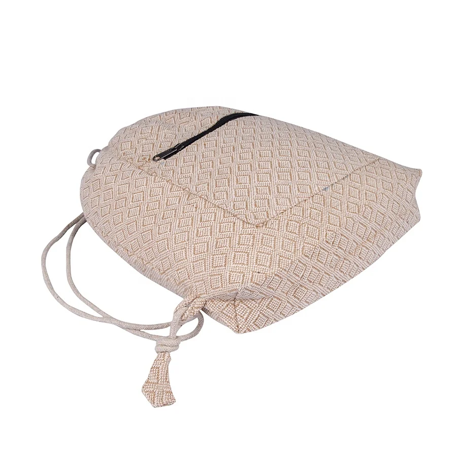 Drawstring Backpack Himalayan hemp Eco friendly natural fiber fabric sports jogging cycling unisex hessian drawstring backpack