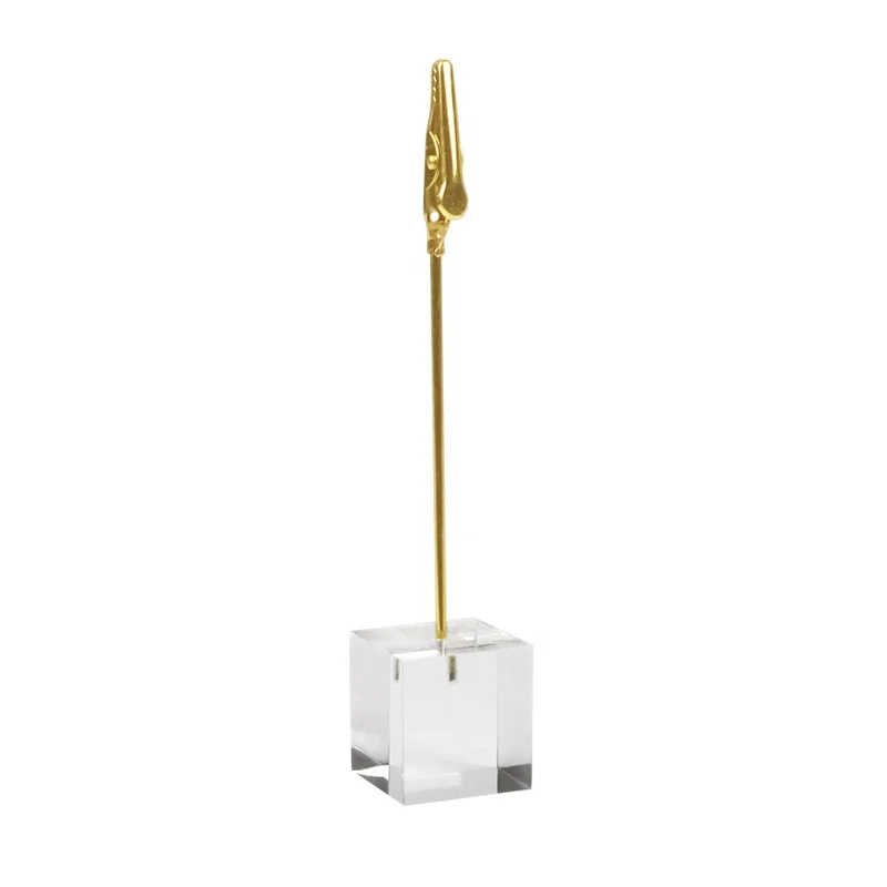 Clear Acrylic Cube Floating Memo Holder Name Cards Clips Note Holder