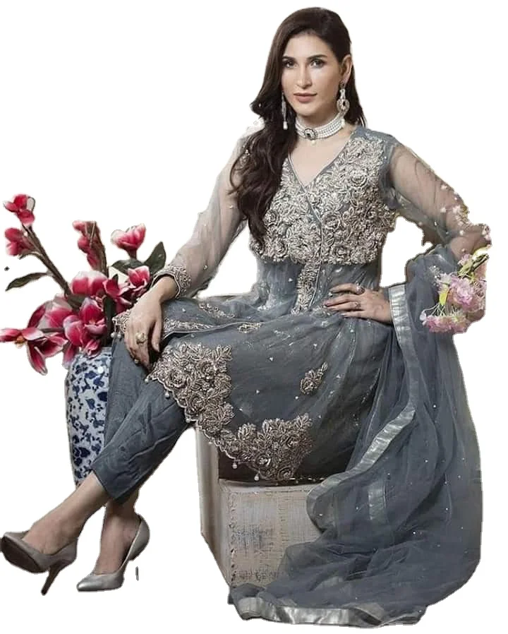 Latest  Wholesale Pakistani embroidered women wedding wears customized color size best stitching quality