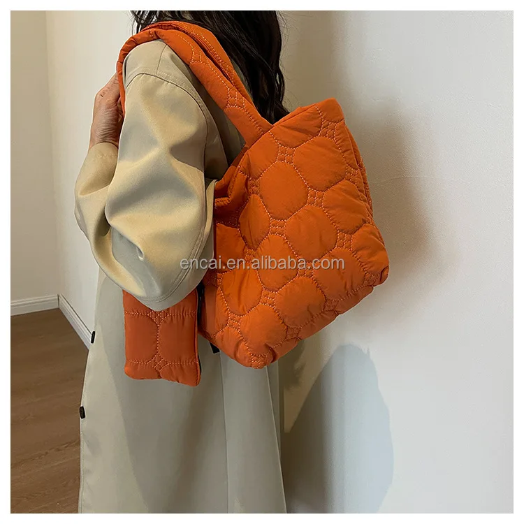 Lattice Puffer Quilted Shoulder Bag for Women Puffy Bubble Tote Bag Lightweight Cloud Handbag Padded Soft Purse