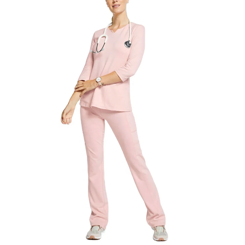 Dropshipping scrub- Polyester/Rayon/Spandex Fashionable Designs New Style Medical Hospital Nurse Uniform medical scrub suit