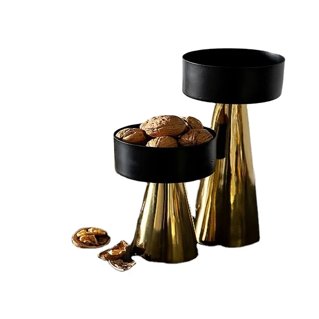 Awesome Serving Bowl set with stand For Home Hotel Wedding Party Dinnerware Fruits Bowl Black & Gold Color Dry Fruits dates Bowl