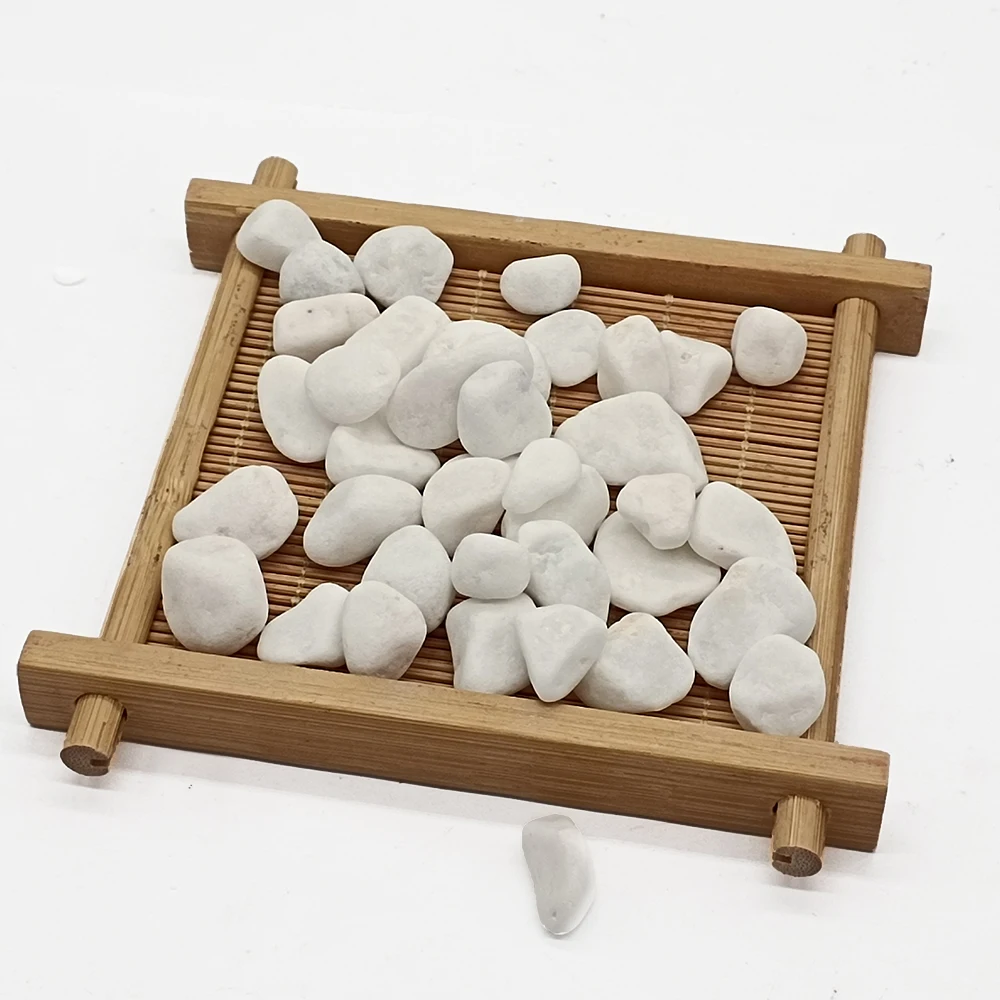 White marble machine made tumbled gravel pebble stone smooth white Pebbles for gardening