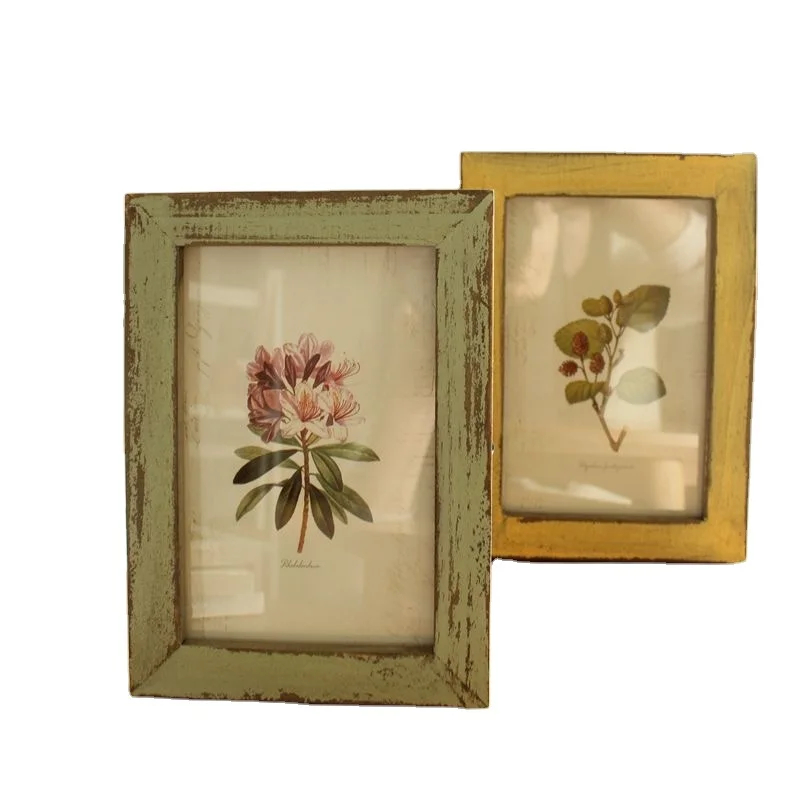 6-дюймовая винтажная потрепанная декоративная деревянная фоторамка для свадебных фотографий стеклянная зеркальная рамка