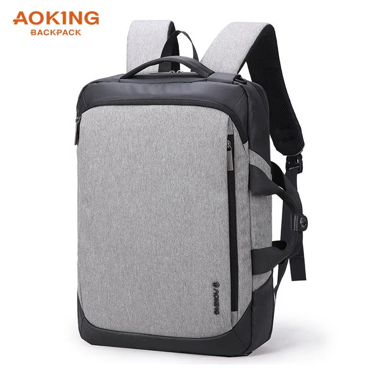 AOKING luxury newest fashion blue large capacity USB travel briefcase convertible polyester backpack for man