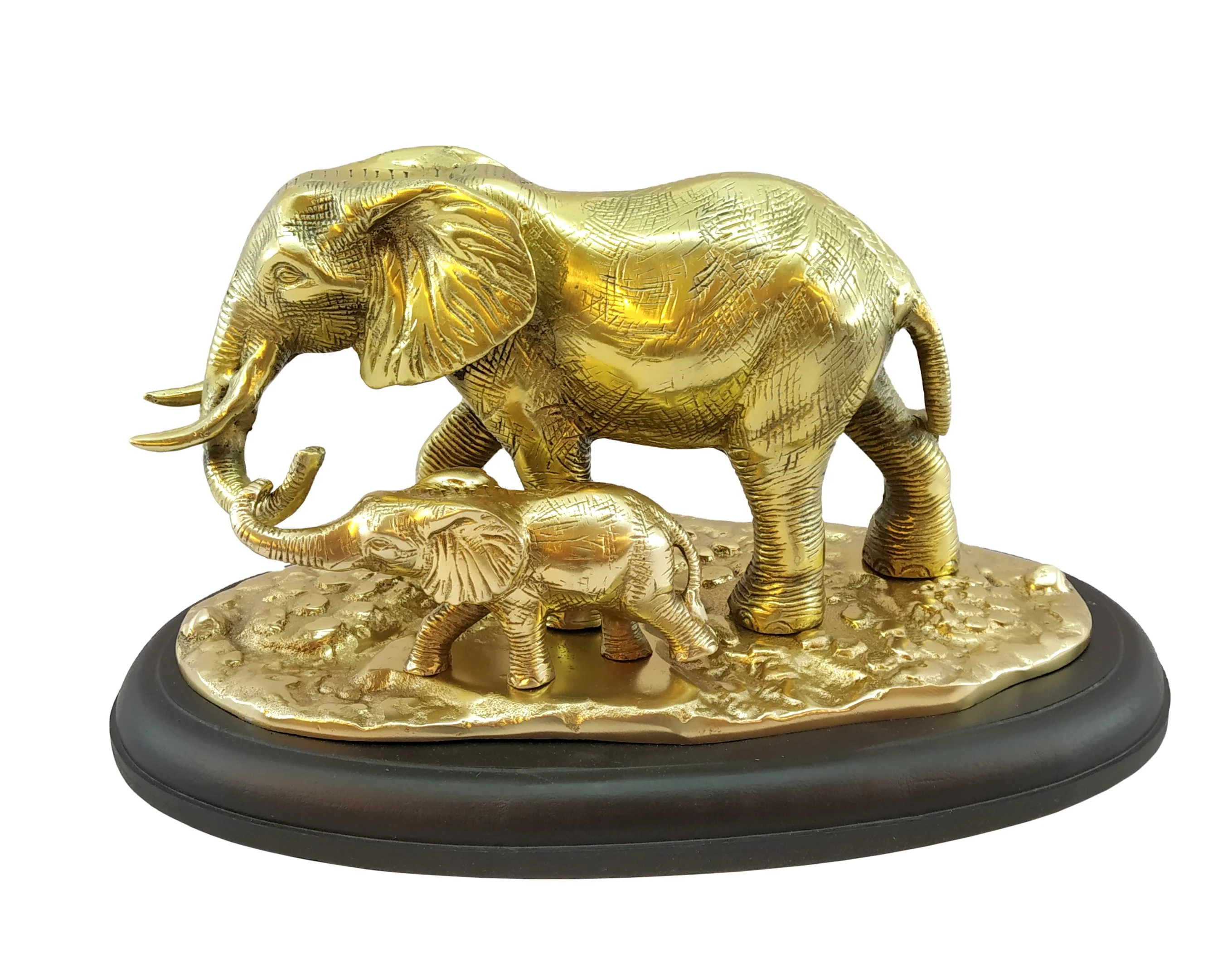 Elephant Statue in Home Decor in Animal Statues in Metal Indian India Handicrafts Handicraft with wooden wood base