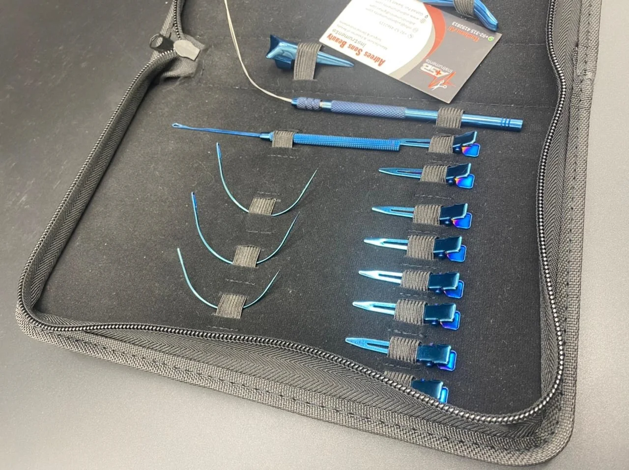 Blue Plasma Tape In Hair Extension Pliers & Thread tools Kit With Hair Parting Section Clips Needles Pulling Hook Loop Scissor
