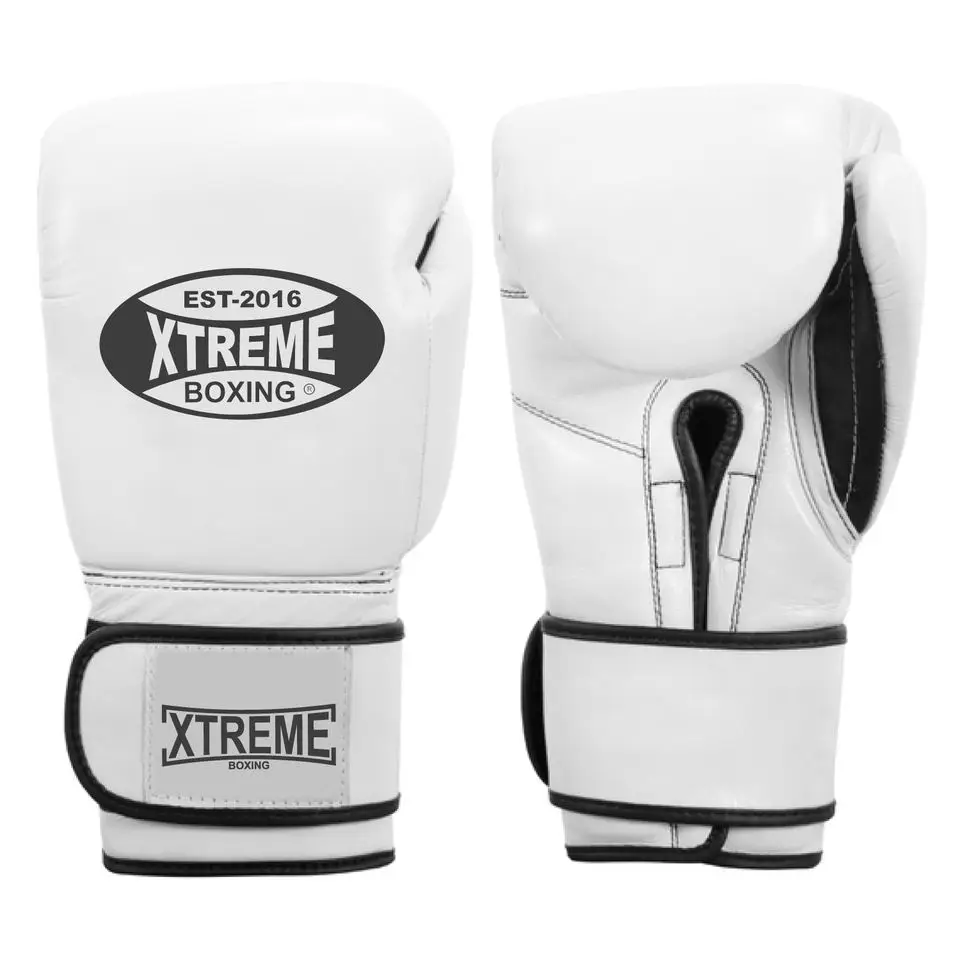 Custom logo printing professional real leather lace up boxing gloves for adults accept personalized design