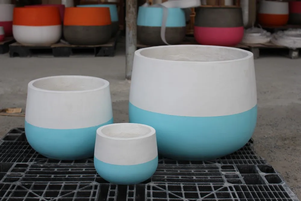 Hot Sale Set Of 3 Planters Outdoor Garden Large Pots Concrete Flower Pot Planters Made In Vietnam