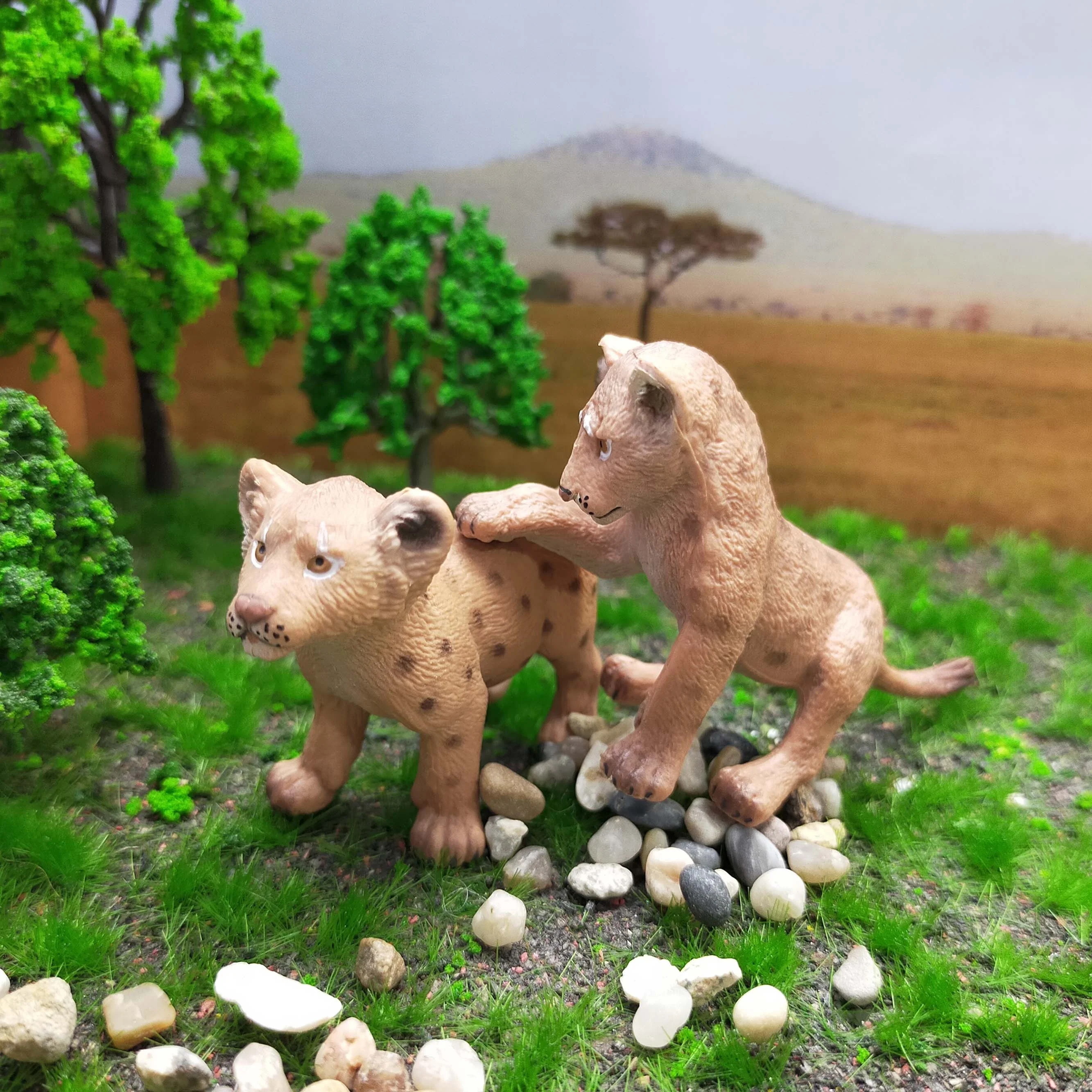 Hot Selling Miniature PVC Lion Toys Solid Animal Figure for Furniture for Simulating Wildlife in Interior Design