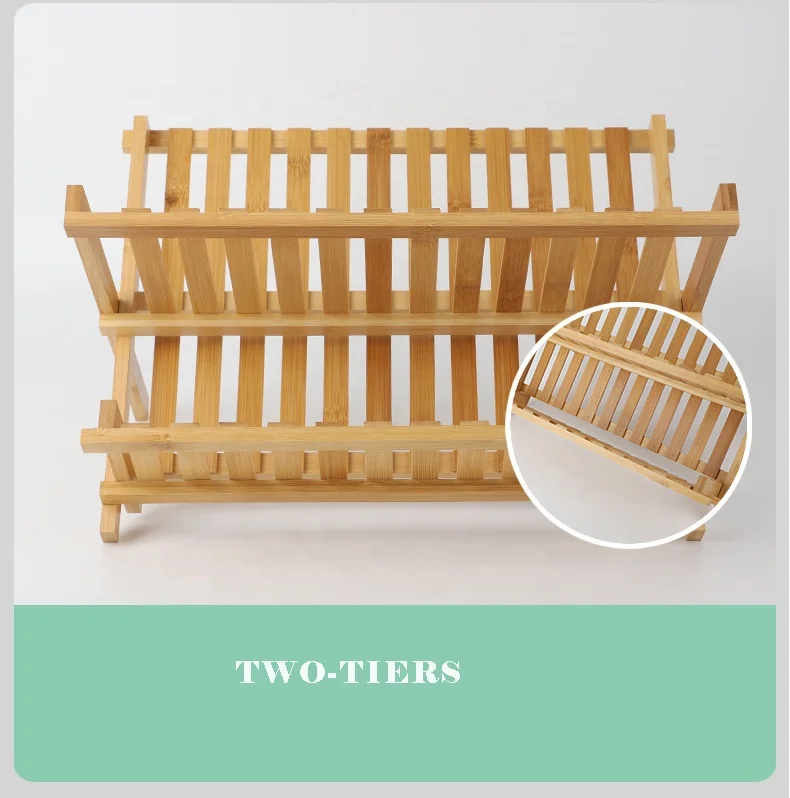 Factory Supply Bamboo Multi-functional Wooden Dish Drying Rack for Kitchen