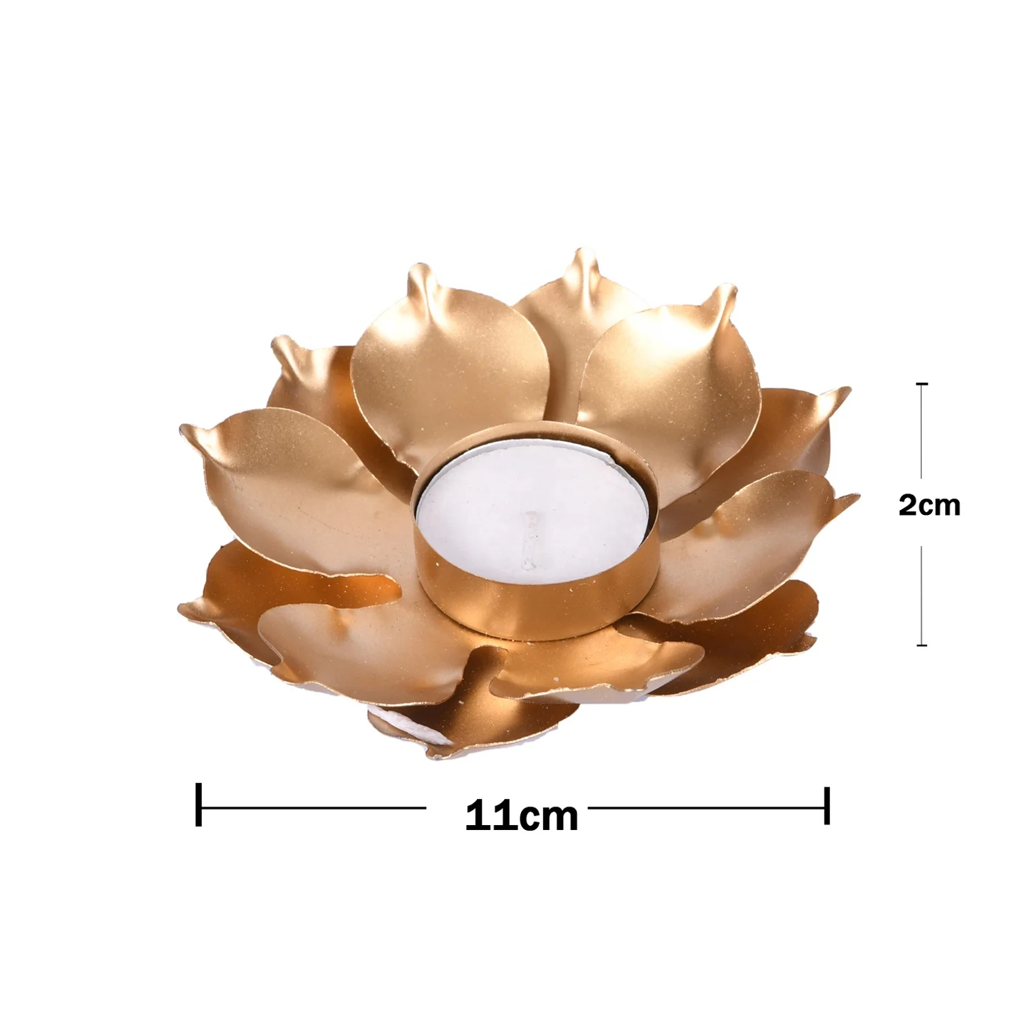 Handcrafted Tabletop Iron Lotus Flower Tealight Candle Holder Elegant Stand for Home Decoration and Candle Jars