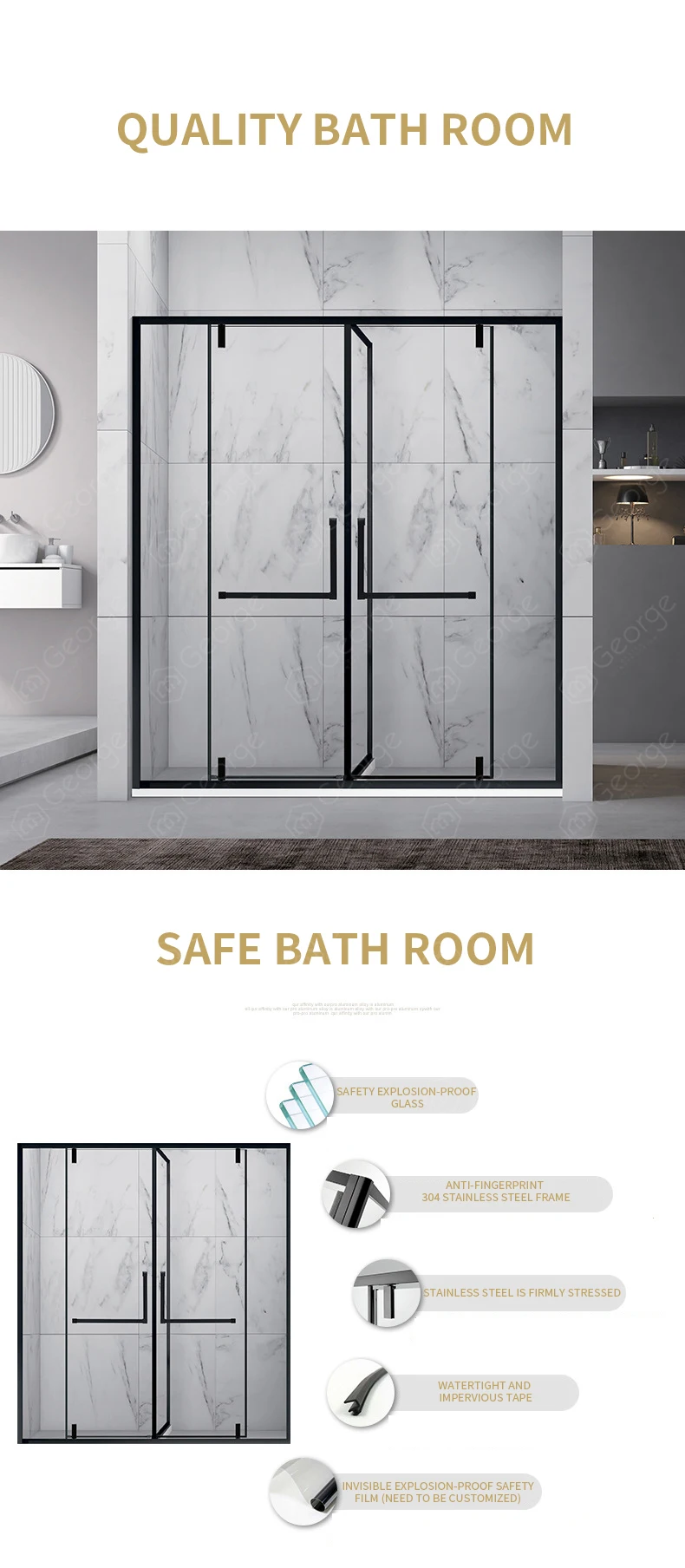 shower room partition tempered glass wet and dry separation bath screen Bathroom simple enclosed shower cubicle