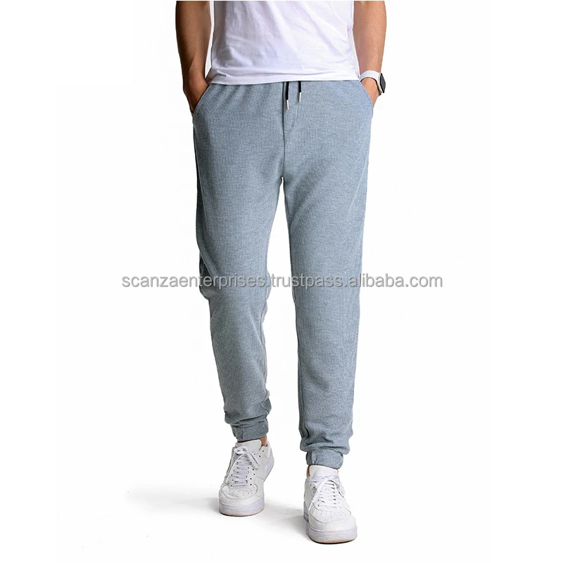 Men Custom Logo Waffle Jogger Pants Men Comfortable Breathable Track Pants