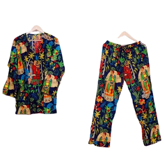 Farida khalo Cotton Pajama Set Bridesmaid Pure Cotton Printed Plus Size Pajama Set For Woman Sleepwear Pajama Set Night wear