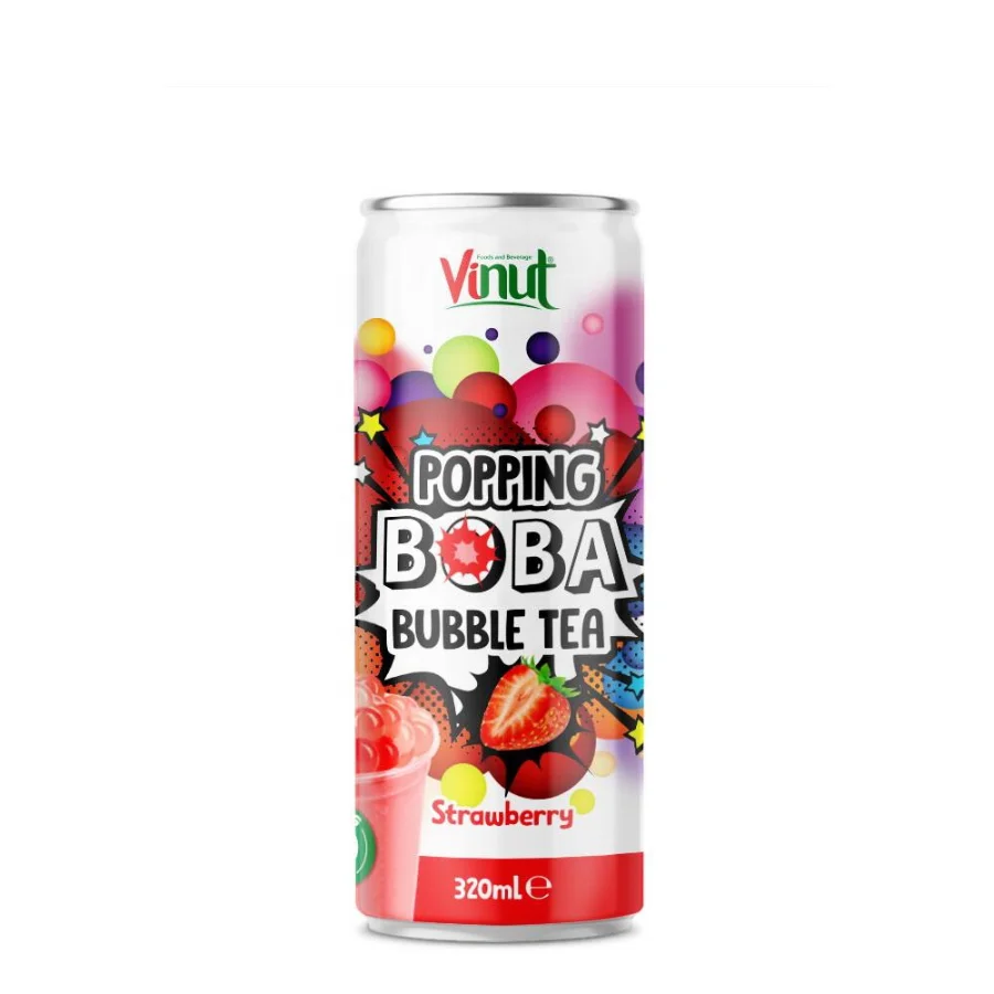 Wholesale BoBa Bubble Tea Strawberry 320ml Popping Bubble Boba Tea Juice Drink Bubble Milk Tea With Strawberry Flavor