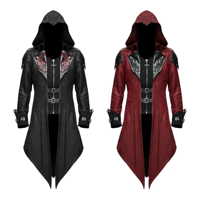 BAIGE Assassin Cosplay Medieval Man Streetwear Hooded Jackets Outwear Costume Edward Assassins Creed Halloween Costume