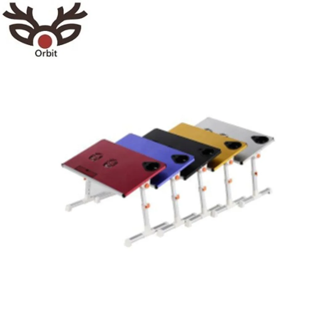 High quality laptop table aluminum  two USB cooler easy folds back - 5 colors