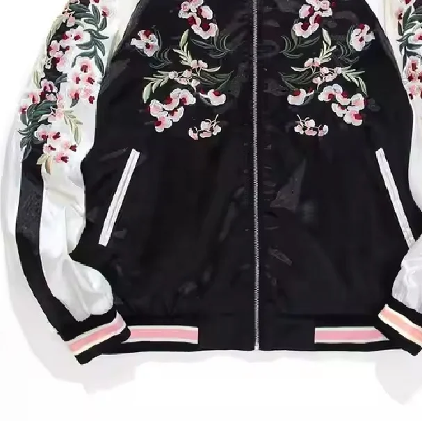 Top Quality Reversible Satin Pink Custom Premium Men100%Polyester Reversible Custom Design All Over PrintStreetwear Women Jacket