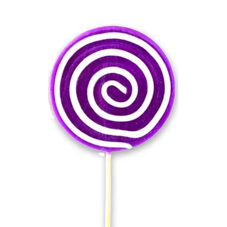 Wholesalelolly round fruit flavored lollipop multicolour hard candy stick swirl giant lollipop candy