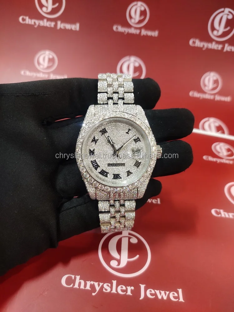 Luxury Alibaba 2024 Best Seller Supplier Manufacturer Wholesaler Exporter Good Price Moissanite Vvs Iced Out Watches In India