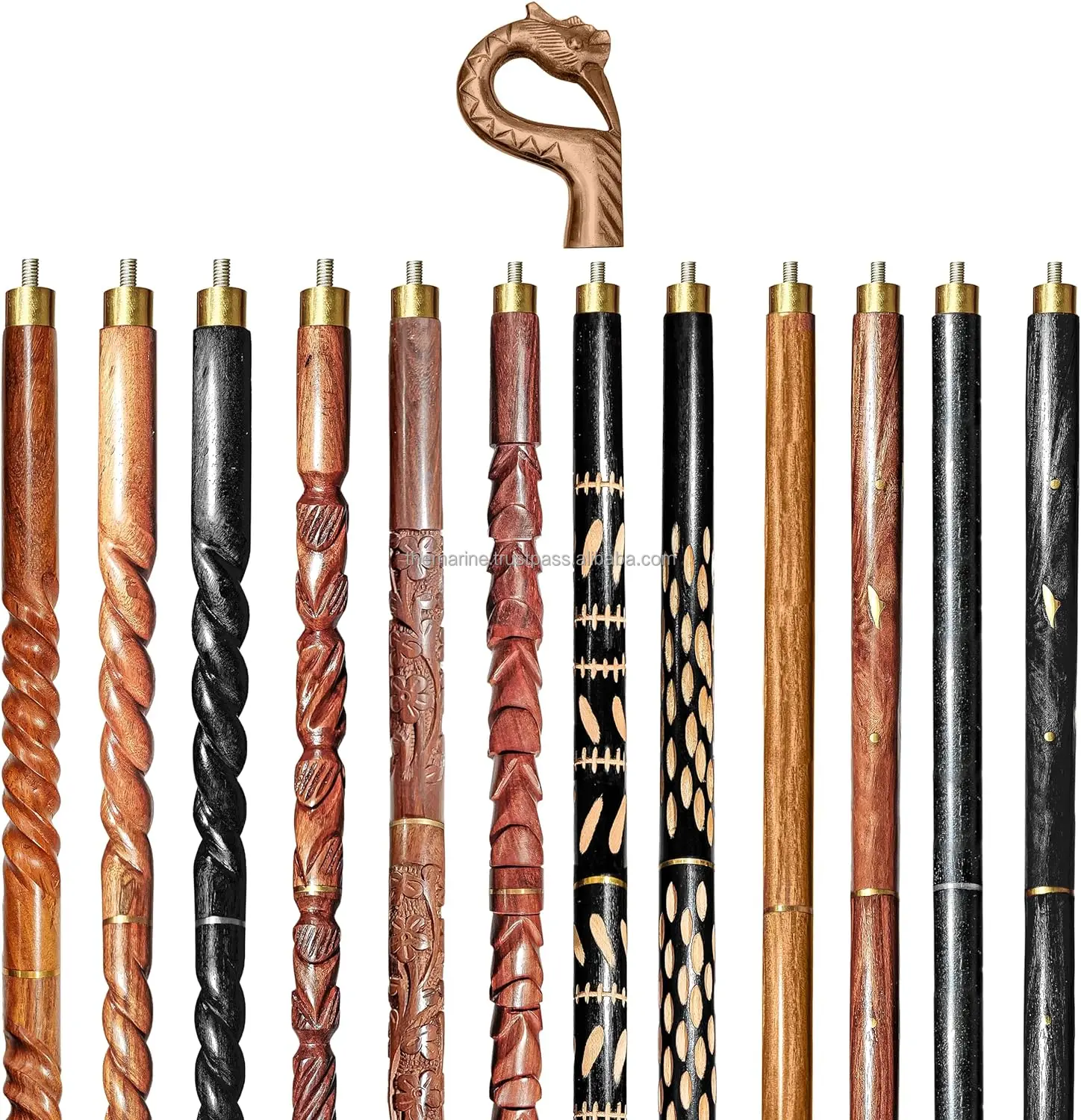 Wooden Walking Sticks and Canes Travel Collapsible for Men Women Seniors Hiking with Aluminum Bird Handle