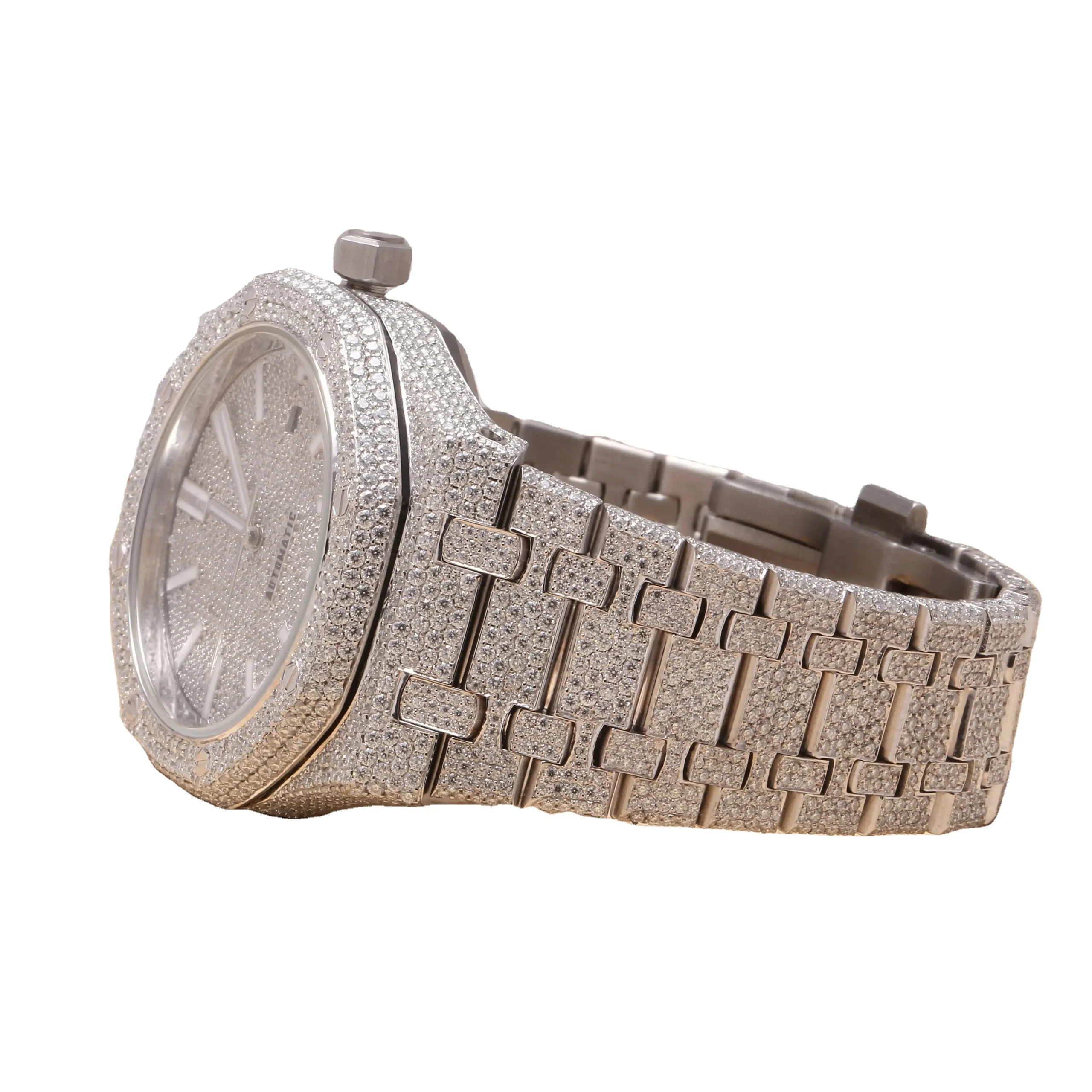 Iced Out 2024 New Arrival Brand High Quality Luxury Gold Silver Original Customized HipHop Unisex Moissanite Diamond Wrist Watch