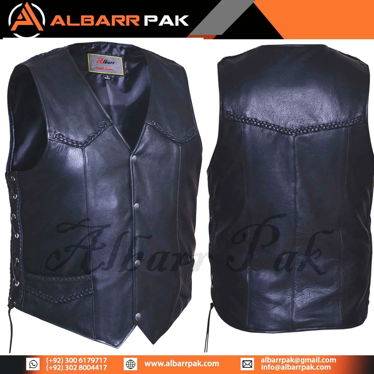 
Best Selling Genuine Leather Motorcycle Vest/Men Vest Made With Real Leather/Breathable Top Quality Leather Vest - Albarr Pak 