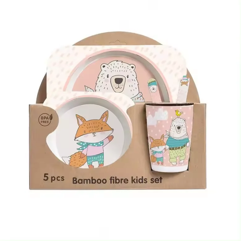 Eco-Friendly Baby Tableware Set BPA-Free Silicone Dishes & Plates Including Bowls & Spoons