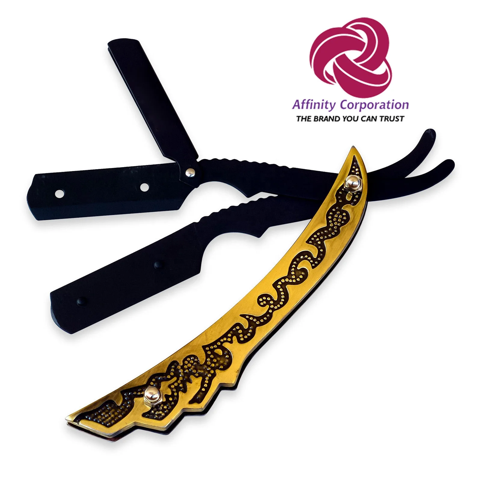 
Fancy Shaving Barber Razor - Razor Blade Holder Antique Gold Folding Shaving Knife Stainless Steel Straight Razor Holder 