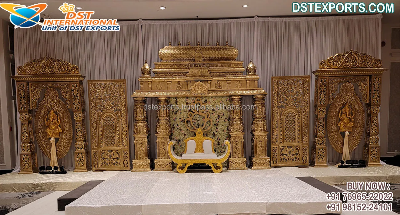 Royal Elephant Theme Wedding Ceremony Stage Elegant  Elephant Frame Stage For Indian Weddings Grand Tamil Wedding Hall Stage