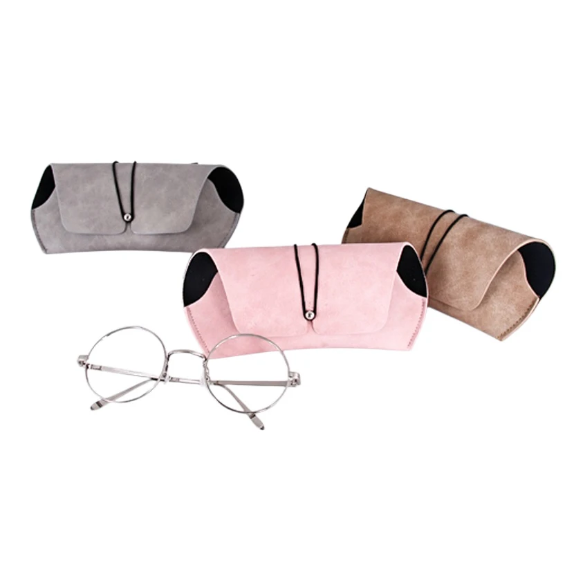 New design leather storage box foldable black leather eyewear spectacle sunglasses earring pendant package boxes cases with logo