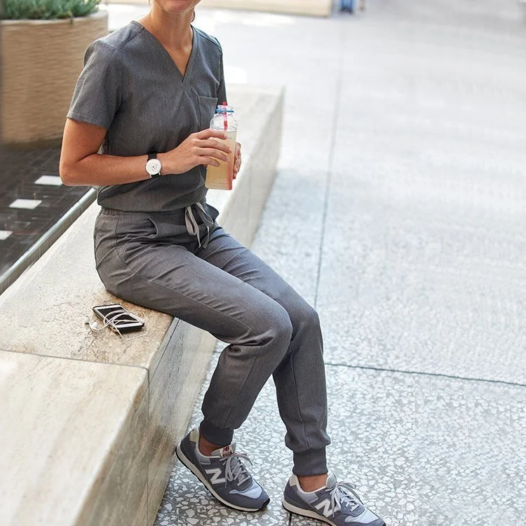  Горячая Распродажа моющаяся мягкая эластичная ткань бордовый медицинский скраб набор медицинская медсестра униформа на заказ Больничная