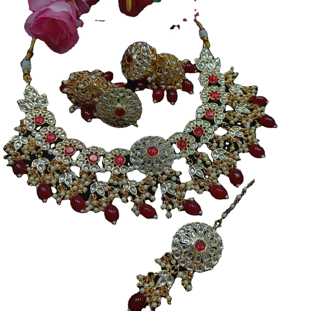 wholesale kundan polki copper Designer Exclusive Indian Pearl Kundan Polki Fashion Imittation Jewellery Artificial for women