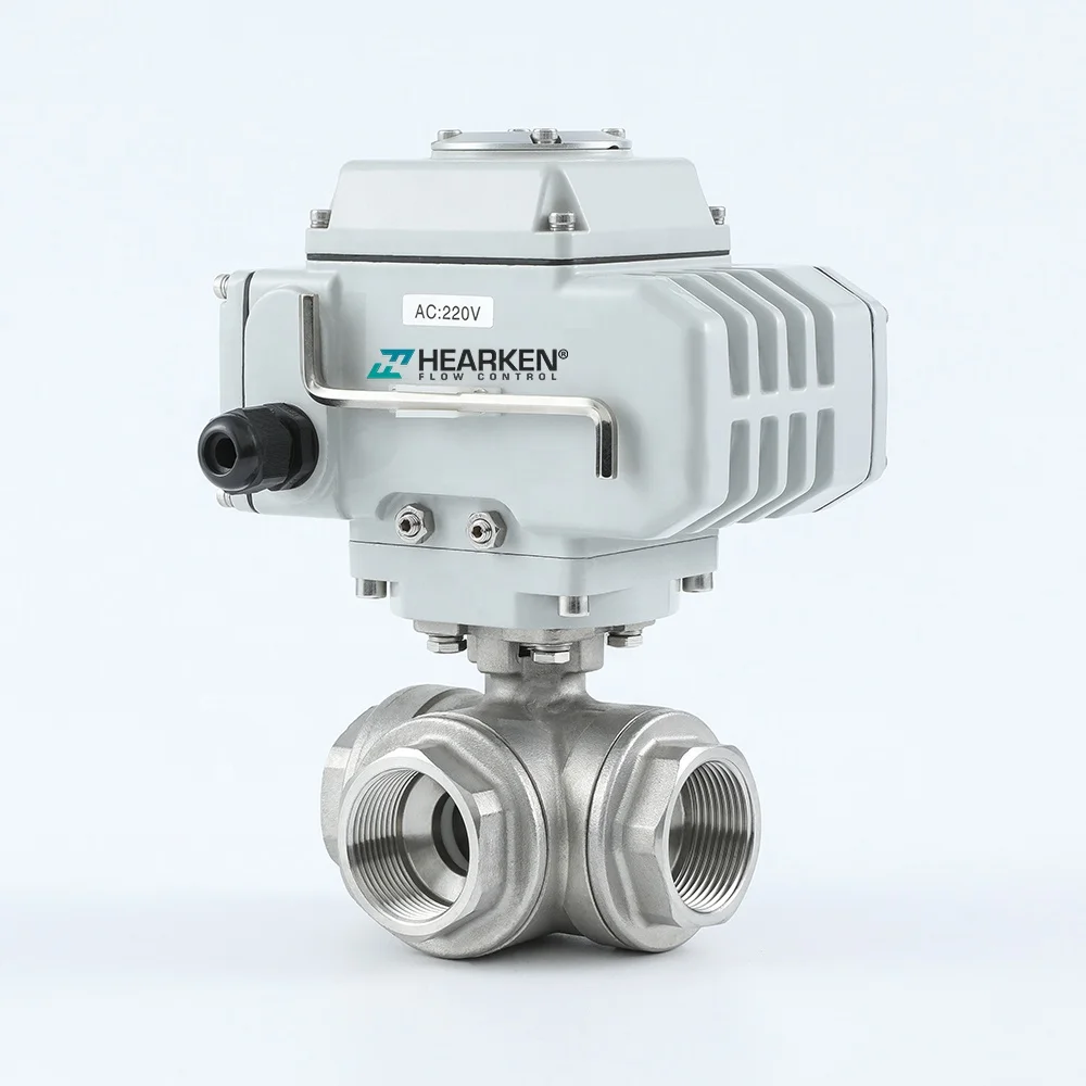 Hearken Electric Actuator Valves DN50/100/ 24V DC 110V 220V 240V  4-20ma 3 Way Motorized Actuator Ball Valve